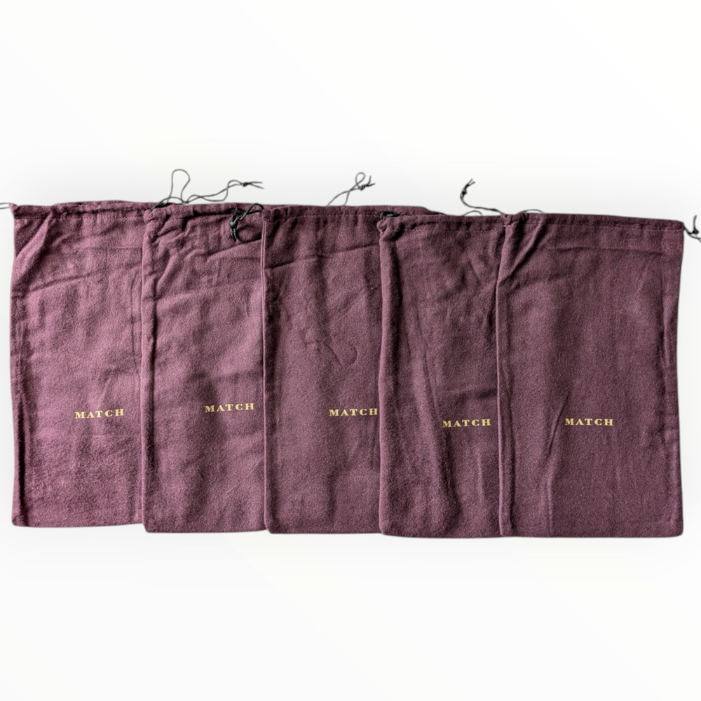 Match Italian Pewter Lot of 5 Dustbags Travel Storage Dust Bag Organizer Flannel